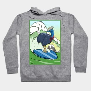 Cassowary Bird on a Surfboard Hoodie